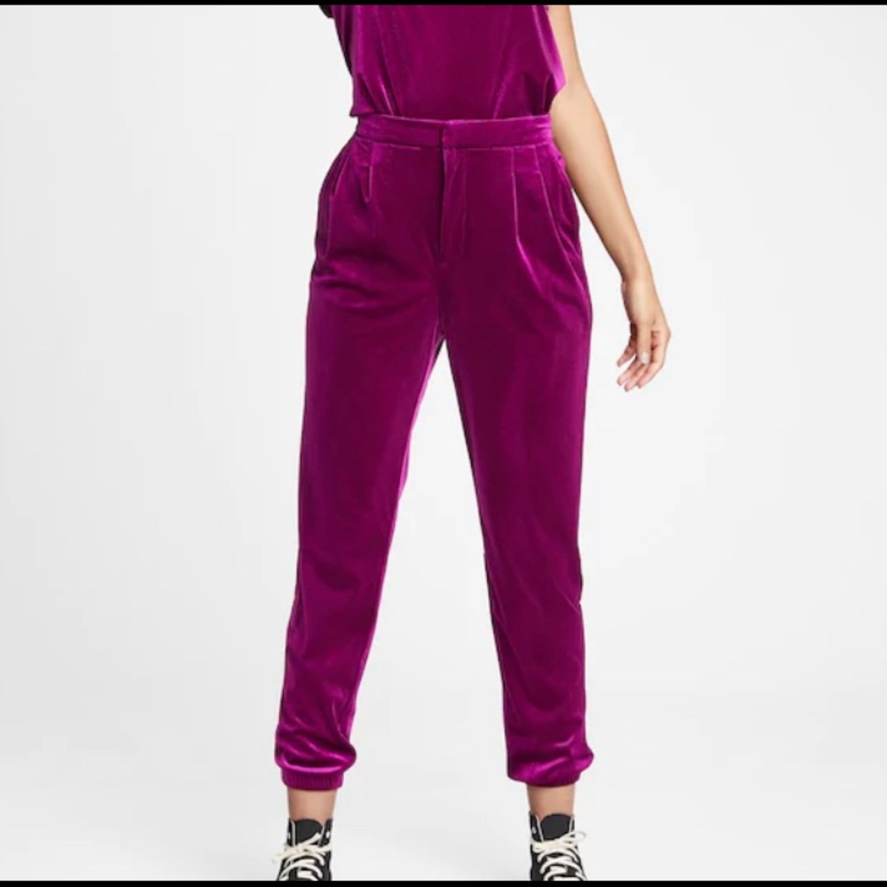 Pink Gap Velvet Joggers